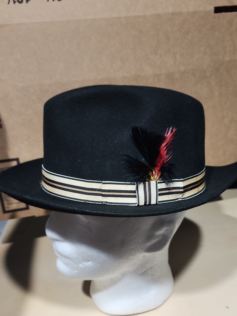 STETSON Classic Black Fedora 100% Wool 58 71/4